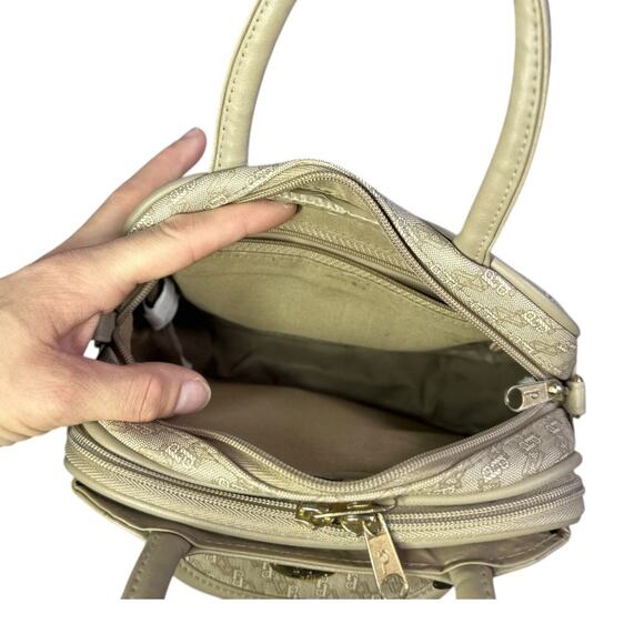 Via Prima Small structured Top Handle Handbag Neutral beige brown gold hardware - Picture 6 of 10